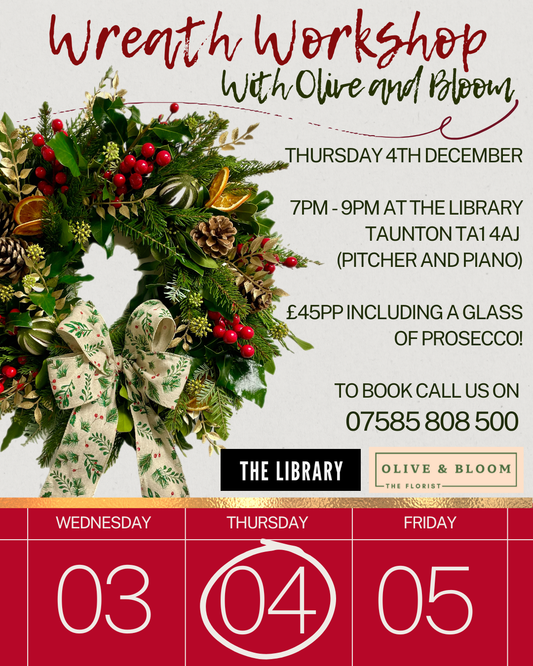 Christmas wreath workshop at The Library Marstons 7pm Thursday 4th December